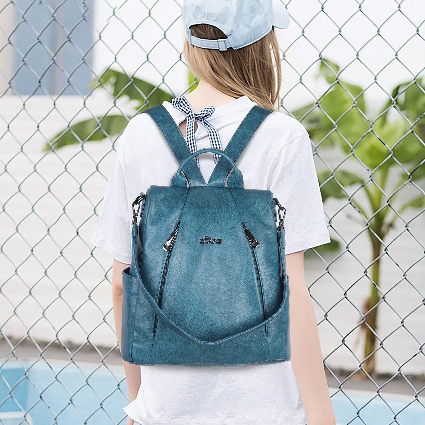 ZOCAI Backpack Purse for Women Medium Anti-Theft Backpacks Purses Design Leather Shoulder Bags with Removable Strap