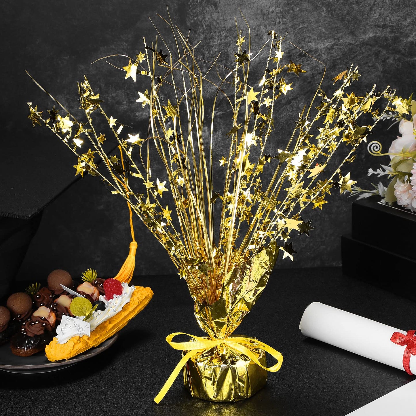 Crowye 3 Pieces Metallic Foil Spray Centerpiece Birthday Table Decoration Star Burst Centerpieces Graduation Table Decor for Birthday 2026 Party Holiday(Gold)
