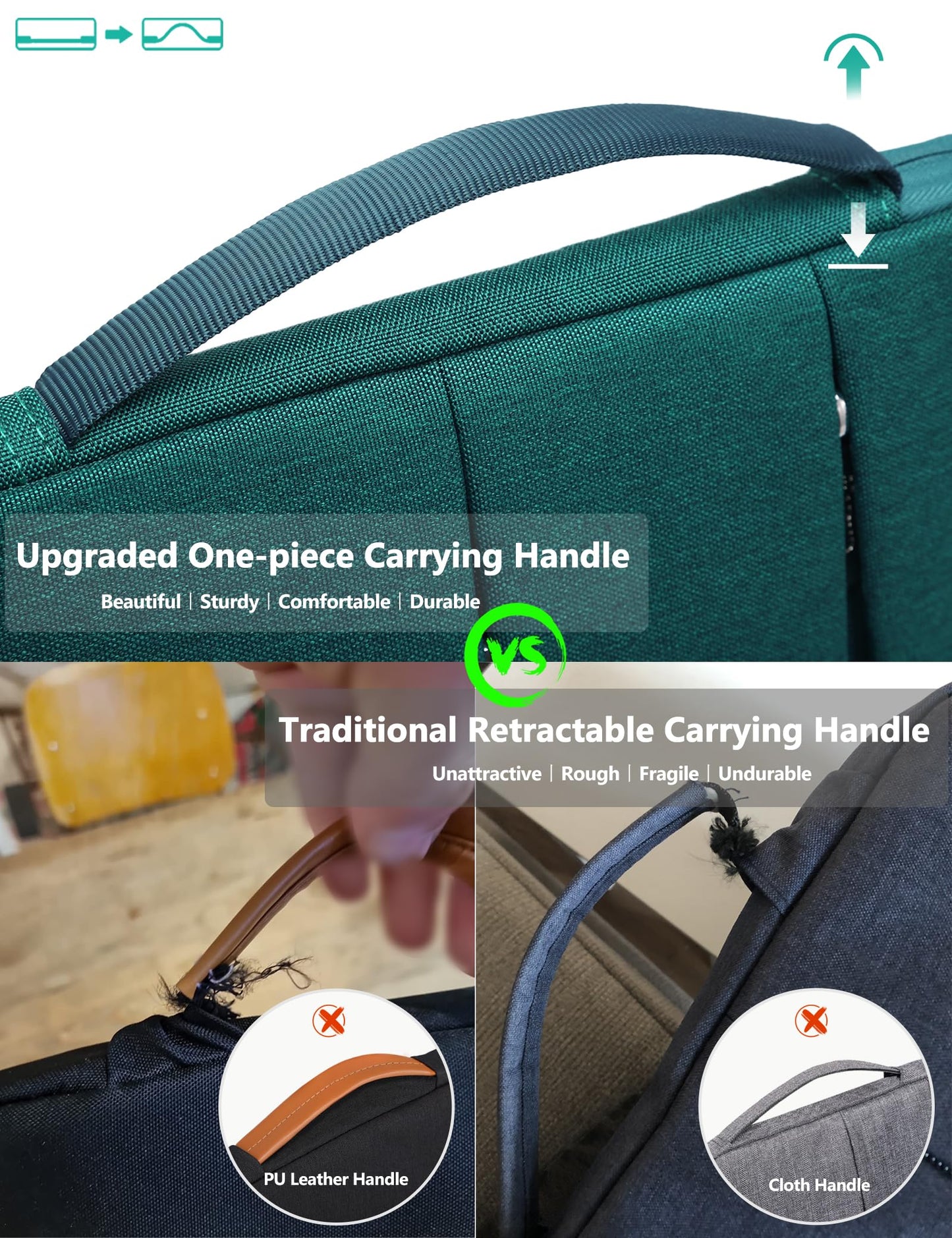 HYZUO 17-17.3 Inch Laptop Sleeve Bag Briefcase for 17" 17.3" HP/Dell/Lenovo/ASUS/LG/MSI Gaming Laptop/Razer Blade 17/18, Men Women NoteBook Protective Case Bag, Dark Green