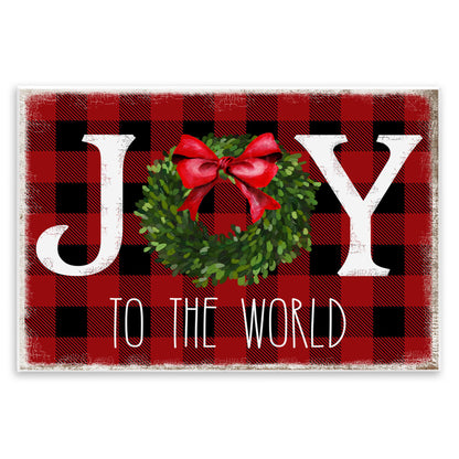 Stupell Industries 'Charming Christmas Buffalo Plaid ', Wall Plaque Art, 15 x 10 Inches, Easy to Hang and Sturdy, Made in USA, by Deborah Brown