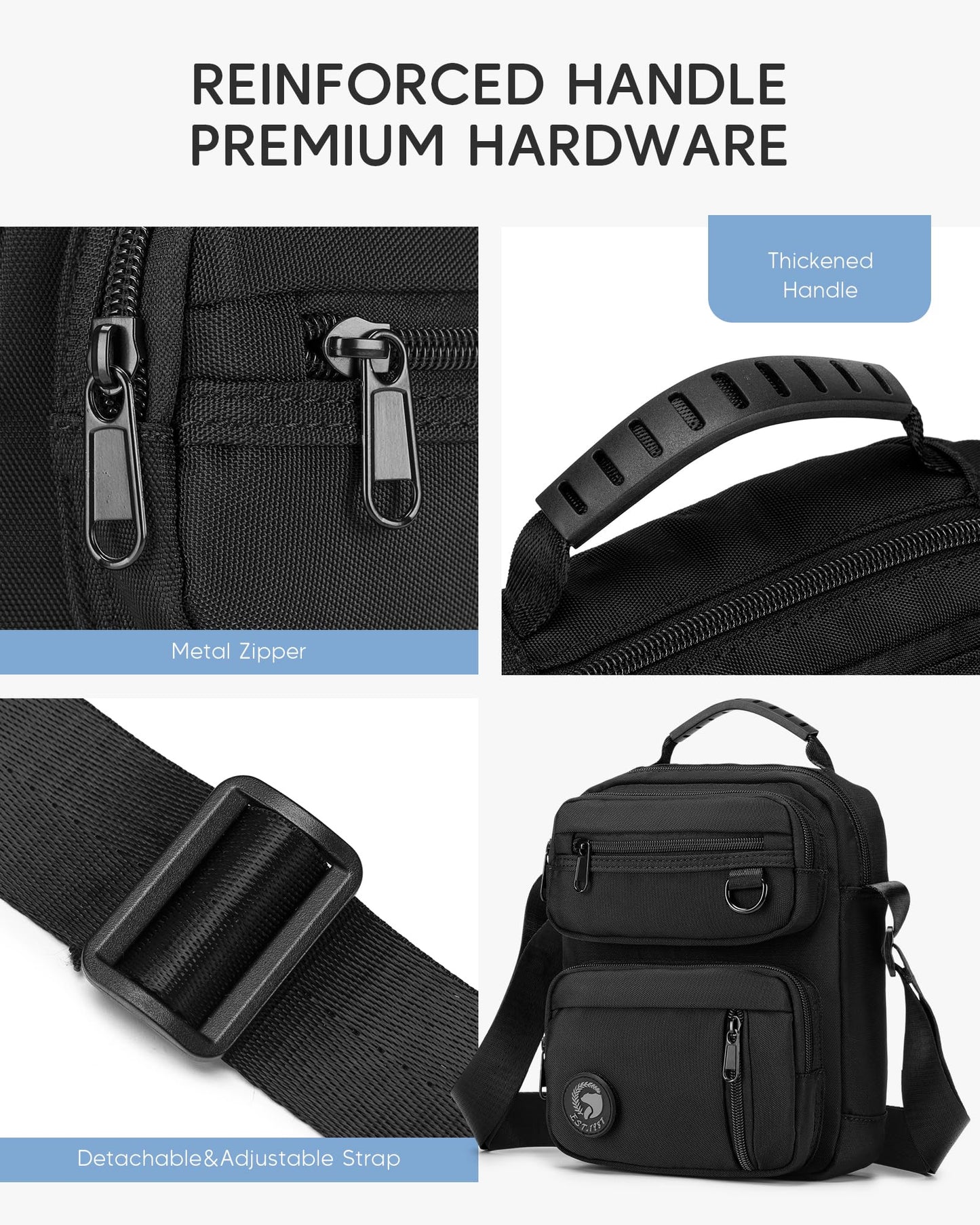 Nixjoro Men Purse for Crossbody Shoulder Satchel Messenger Bag for Father's Day Birthday Valentine Christmas Anniversary, Black