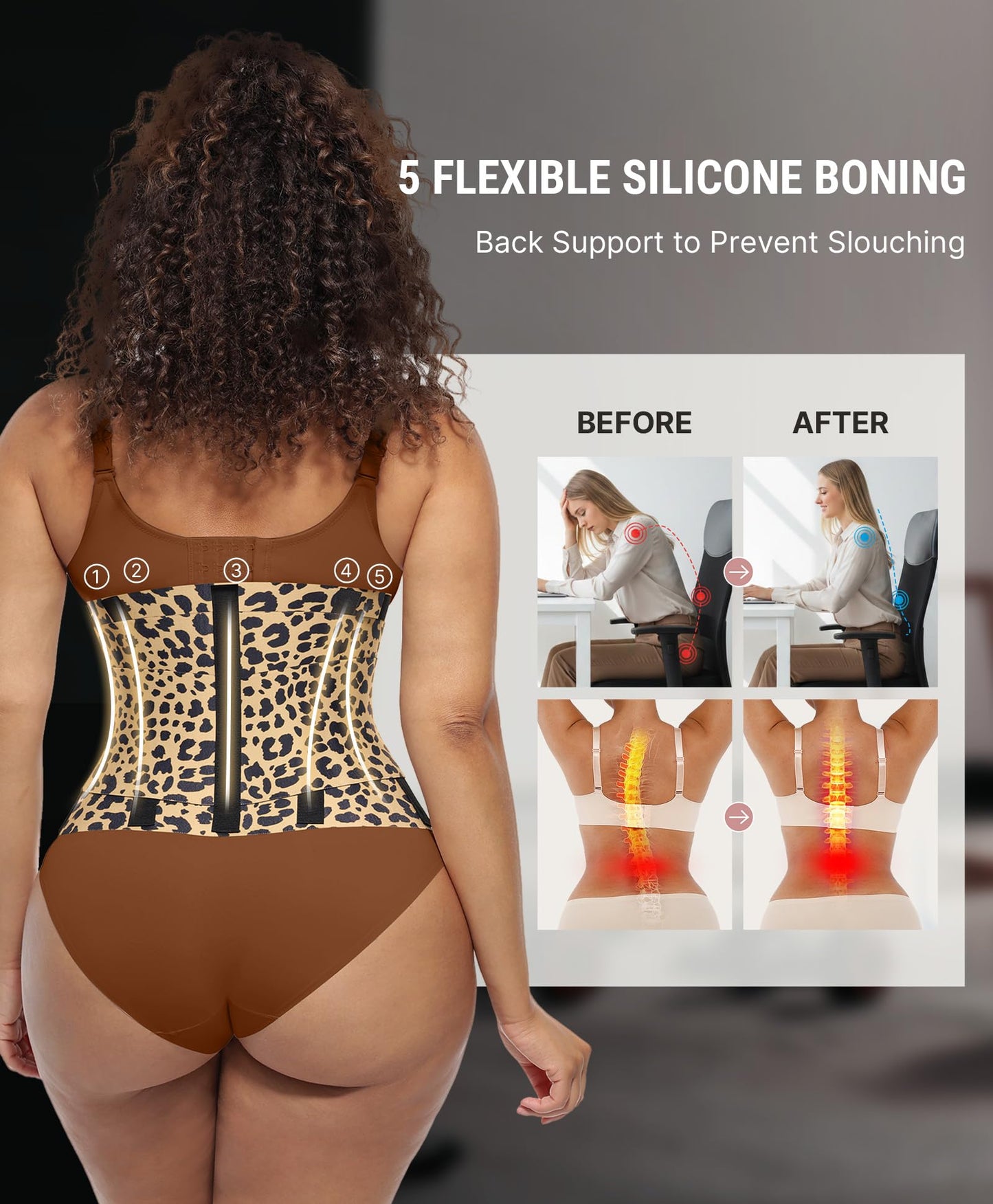 FeelinGirl Workout Waist Trainer Belt for Women Corset Waist Trimmer Belly Band Body Shaper Sports Girdles Leopard M