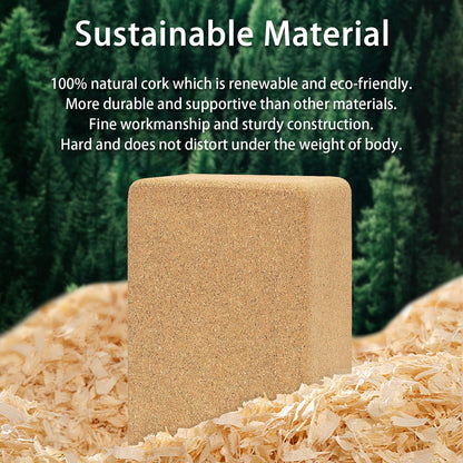 Hatha Yoga Cork Yoga Block, Natural Cork from Portuguese, Premium Brick 9"x6"x3", Eco-Friendly Yoga Accessories for Yoga, Pilates & Stretching