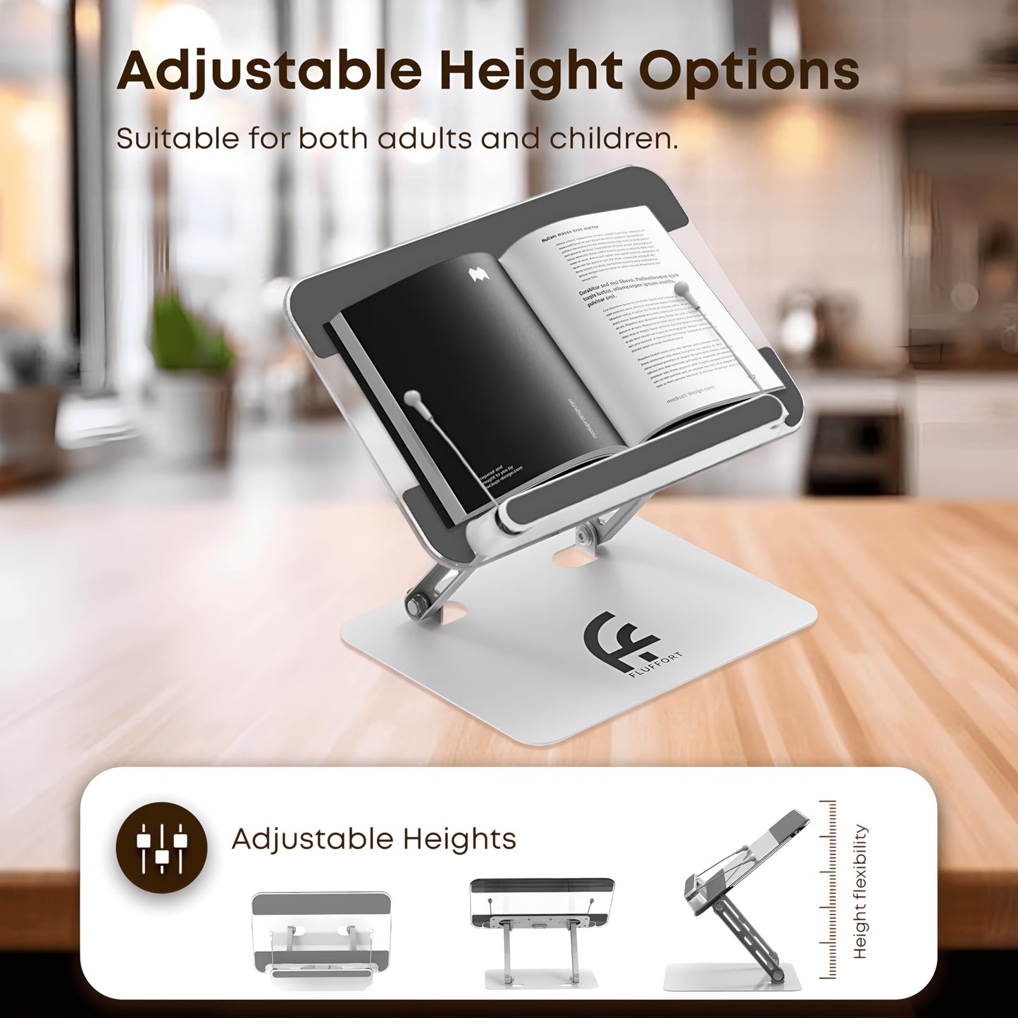 Amazon BESIGN Acrylic Book Stand for Reading, Adjustable Holder with Rotating Base & Page Clips, Foldable Desktop Stand for Textbooks, Cookbooks, Laptops, Tablets, Music Sheets, Recipes