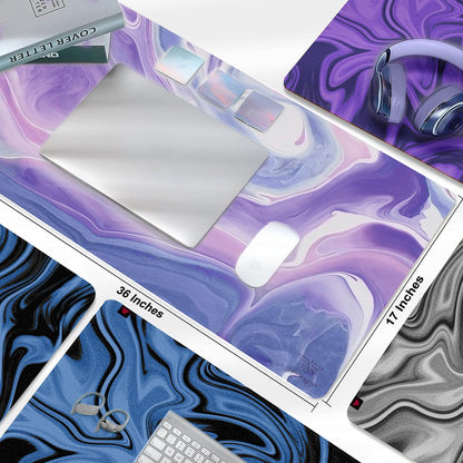 NPET N110 Extended Big Mouse Pad Large, XXL Gaming Mouse Pad Desk Pad, 35x17 inch Long Computer Keyboard Mouse Mat Mousepad with 3mm Non-Slip Base and Stitched Edge for Home Office Work, Dark Purple