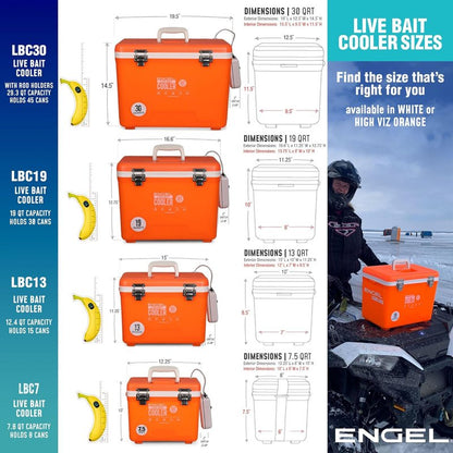 Engel Live Bait Cooler Box - Portable Fishing Station with 2-Speed Aerator Pump | Ideal for Shrimp & Live Fish