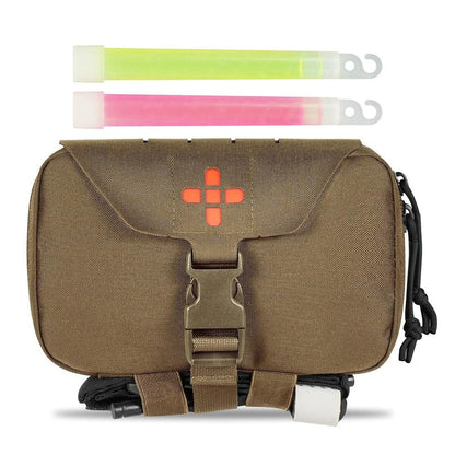 Lonloke Ifak Pouch-Rapid Deployment Tactical MOLLE Trauma Kit Pouches, Quick Release Tear-Off Medical First Aid Kit Organiser with Red Immediate Identify for Emergency Surviva. (CB+Glow Sticks)
