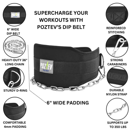 Dip Belt With Chain For Weight Lifting Optimal For Pull Ups Dips Squats Weightlifting Belt Squat Attachment Workout Dipping Belt - Unisex Gym Equipment