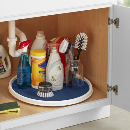 Copco Under-Sink Pantry and Cabinet Organizer, 18-Inch, Revolving Storage Solution, White and Gray