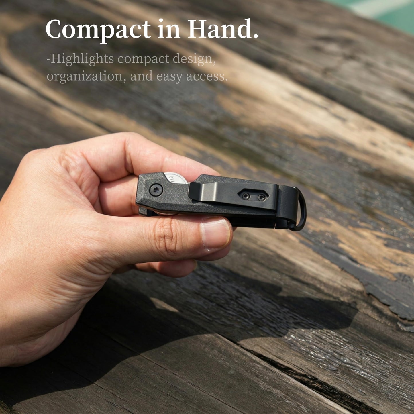 CAXGEK Compact Key Organizer with Spring Tension Lock, Aluminum Keychain Holder. (Black)