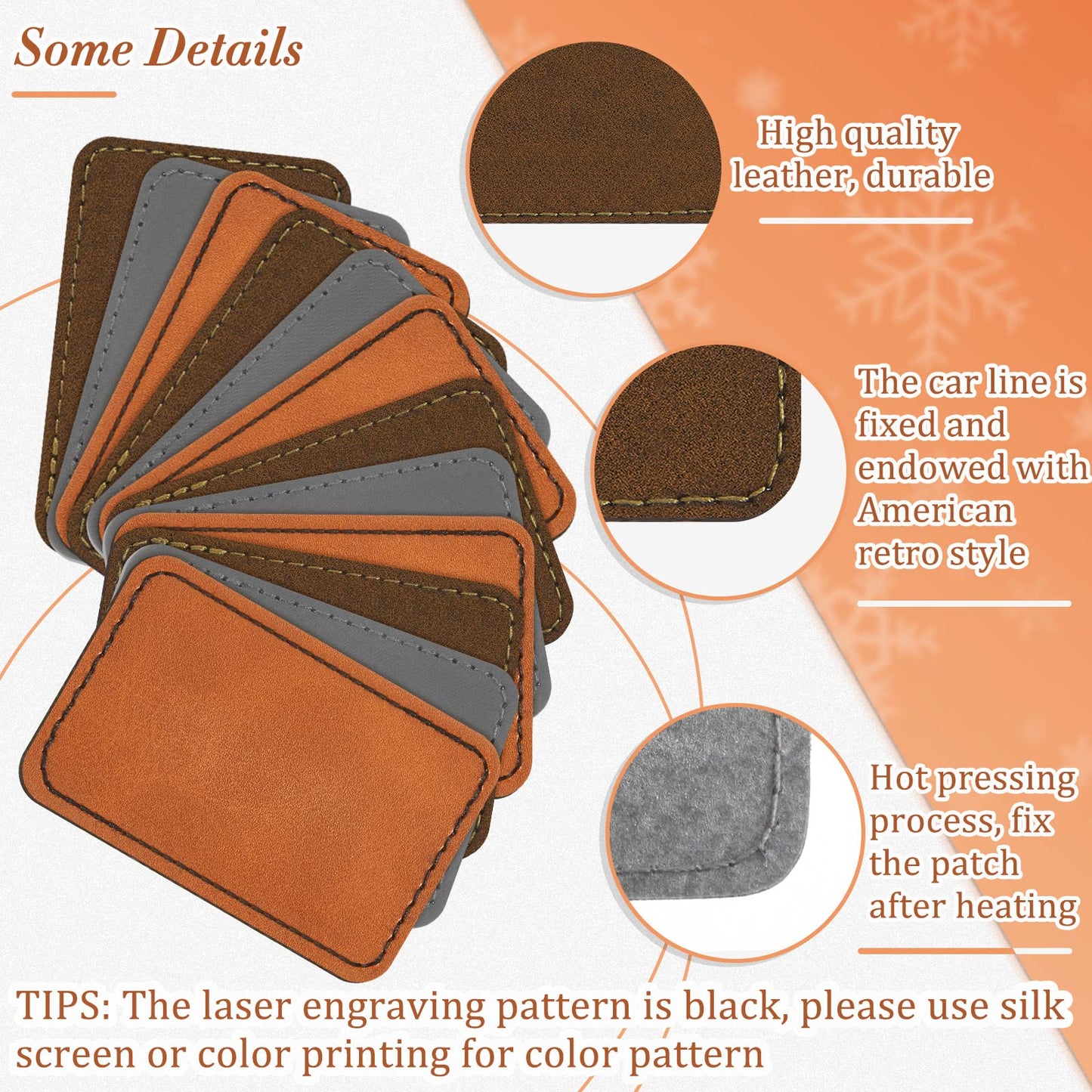 Dunzy 60 Pcs Leather Hat Patches Blank Leatherette Hat Patch with Adhesive Rectangle Laserable Leatherette Patch for Hats Custom Fabric Sew Laser Engraving DIY(Khaki, Gray, Golden Brown,3 x 2 Inch)