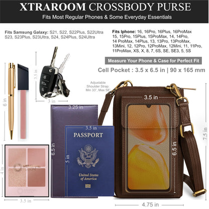BULL GUARD Crossbody Leather Cell Phone Bag, Anti Theft and RFID Blocking