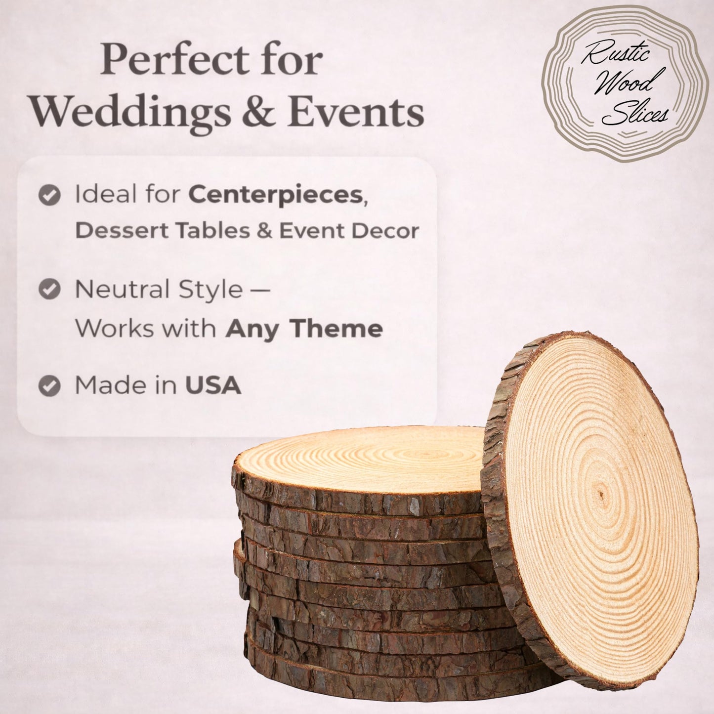 Set of (10) Medium 9-11" Wood Slices for Centerpieces! Wedding and Baby Shower centerpieces (Set of 10 Medium (9-11"))