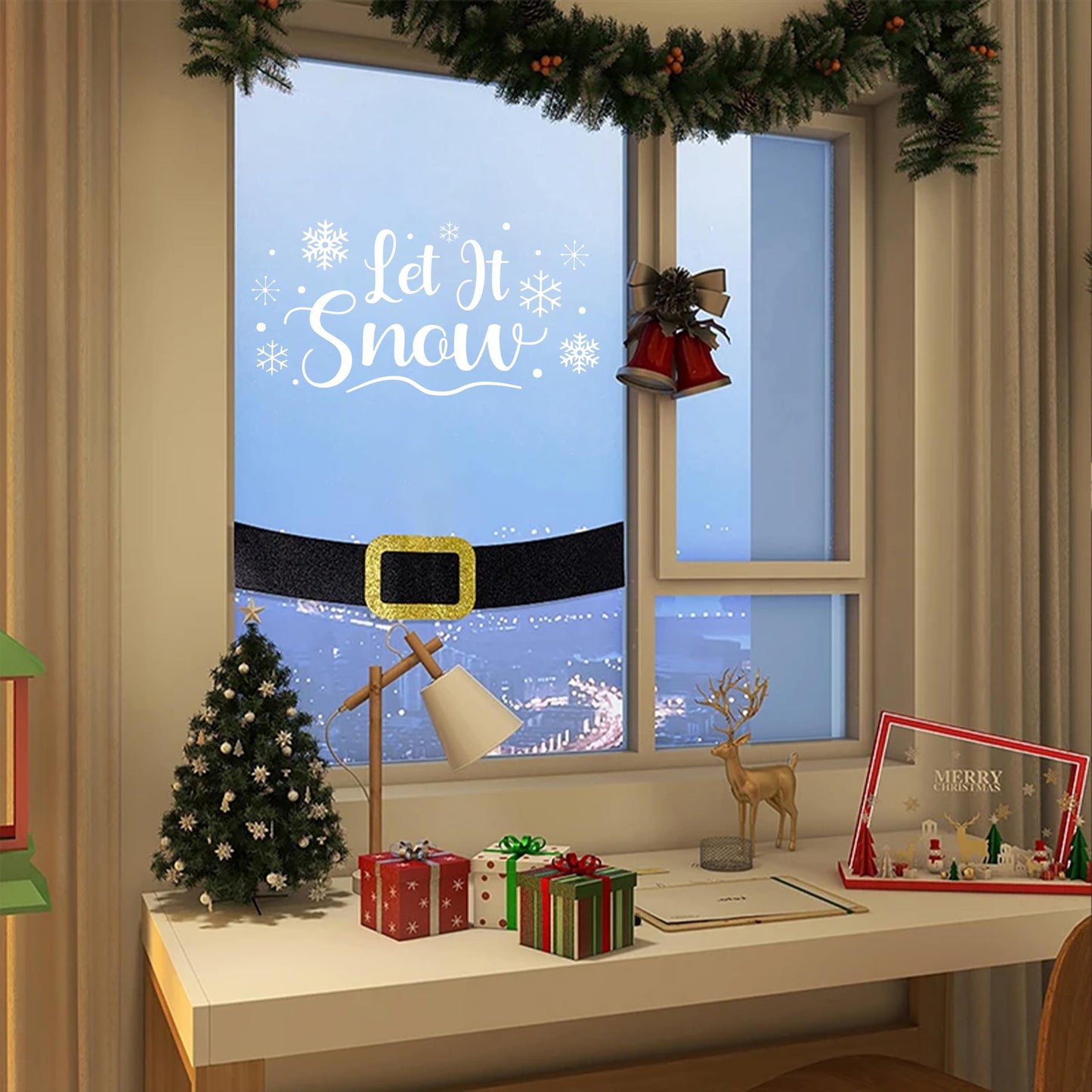 Let It Snow Snowflake Decals - Winter Snowflake Wall Stickers,Mural Stickers for Winter Xmas Home Refrigerator Wall Window Decor, Room Mural Stickers Wall Decals for Party Home Kitchen Decorations