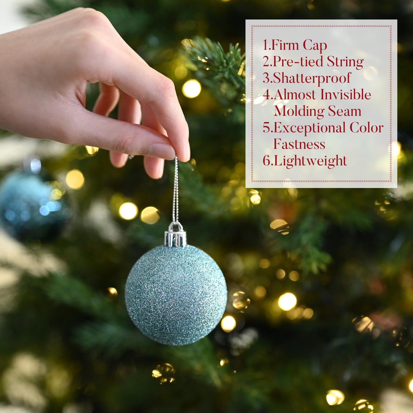 Valery Madelyn Christmas Tree Decorations Ornament Set, 50ct 2 Inches Light Blue Shatterproof Christmas Ball Ornaments Hanging Xmas Holiday Party Decor