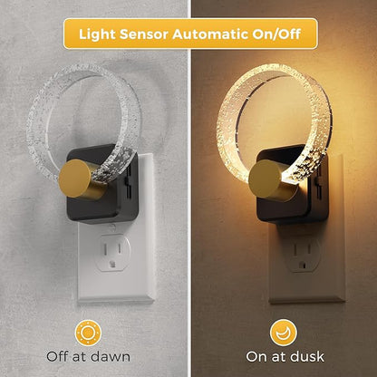 L LOHAS LED Night Lights Plug into Wall, Plug in Night Light with Light Sensor, 3000K Soft White, 0-100LM Brightness Adjustable, Bubble Nightlight for Bathroom Bedroom Hallway
