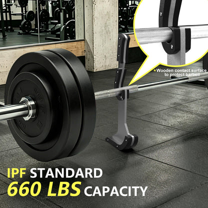 NEXTREP Deadlift Jack, Oxidized Matte Aluminum Barbell Jack with Ergonomic Painted Solid Wood Handle and Non-Slip Base, 660LB Weight Capacity (Matte Silver)