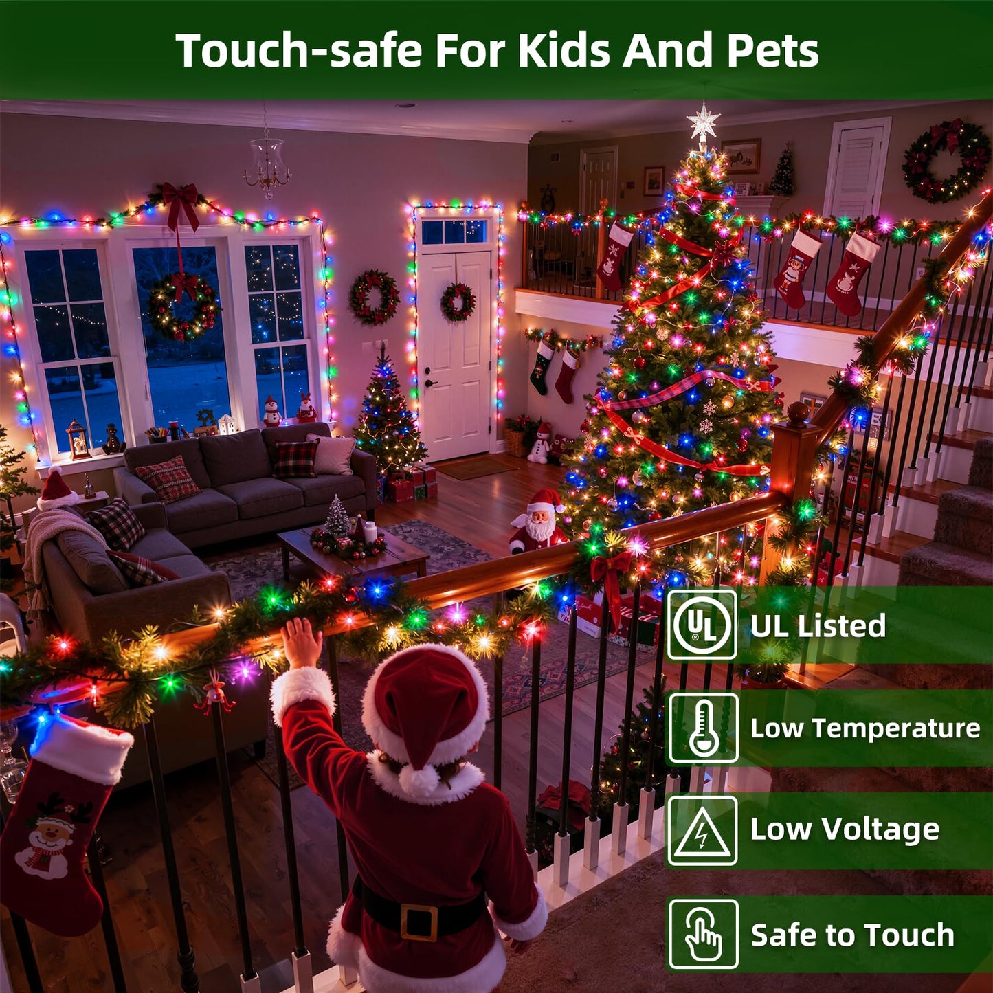 QUHUATU 750 LED 240FT Christmas Lights Outdoor,12 Lighting Modes Christmas String Lights with Timer, Dimmable Multicolor LED StringLights Waterproof for Yard Tree Wedding Party Holiday Multicolor