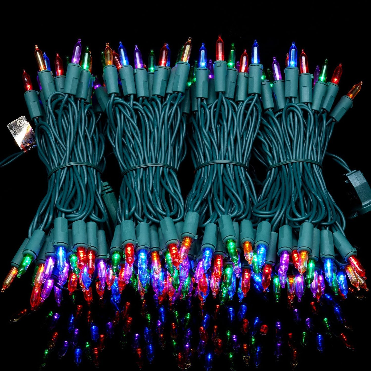 YULETIME 200 Multicolor LED Christmas Lights, 66 ft Green Wire String Light
