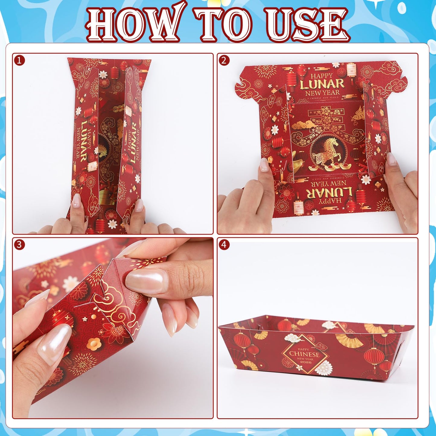 Falueqg Summer Christmas Party Decorations - 24 Pcs July Christmas Paper Food Trays Disposable Beach Santa Food Boats Serving Tray for Holiday Xmas Tropical Luau Decorations