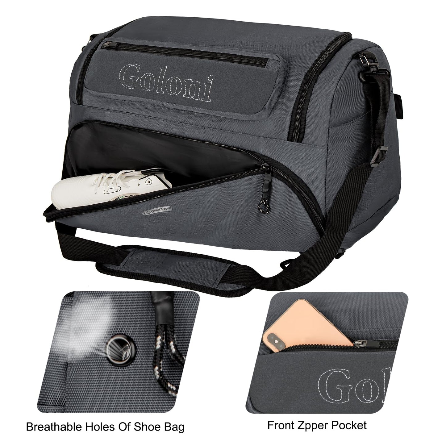 Gym Bag for Men,40L Large 3 in 1 Sports Duffle Bag with Shoes Compartment and Wet Pocket,Travel Backpack Weekender Overnight Bag for Travel, Gym, Sports