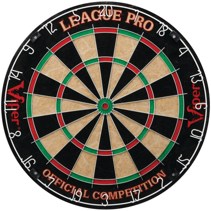 Viper League Pro Sisal Bristle Dart Board for Adults Starter Set with Cricket Scoreboard, Regulation 17.75 Inch Steel Tip Dartboard, 3 Darts, and Chalk