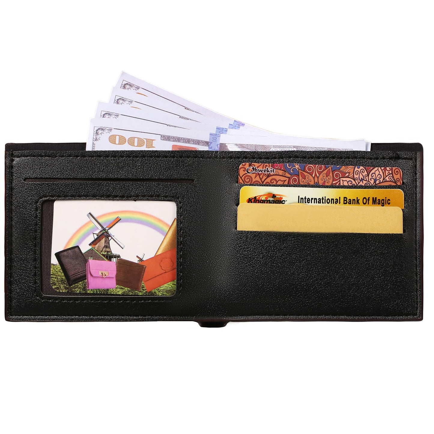 VZZNN 6 Pieces Wallet for Men,Leather Men's Wallets Bulk for DIY Engraving,With Money Clip,Card Holder(3 Black & 3 Light Brown)