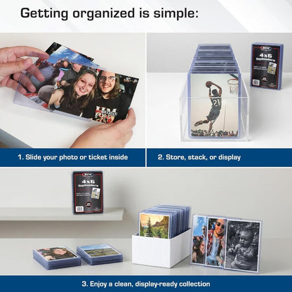 4x6 Photo & Postcard Topload Holders - Blue-Tinted Rigid Plastic Protectors | 25 Pack for Photos & Prints