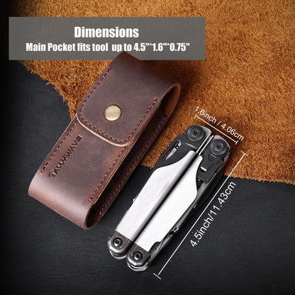 Tallywave Leather Multitool Sheath - Belt Clip Leather Multitool Holster - EDC Belt Organizer Multitool Pouch for Belt - Magnetic Closure Multitool Case, Darkbrown