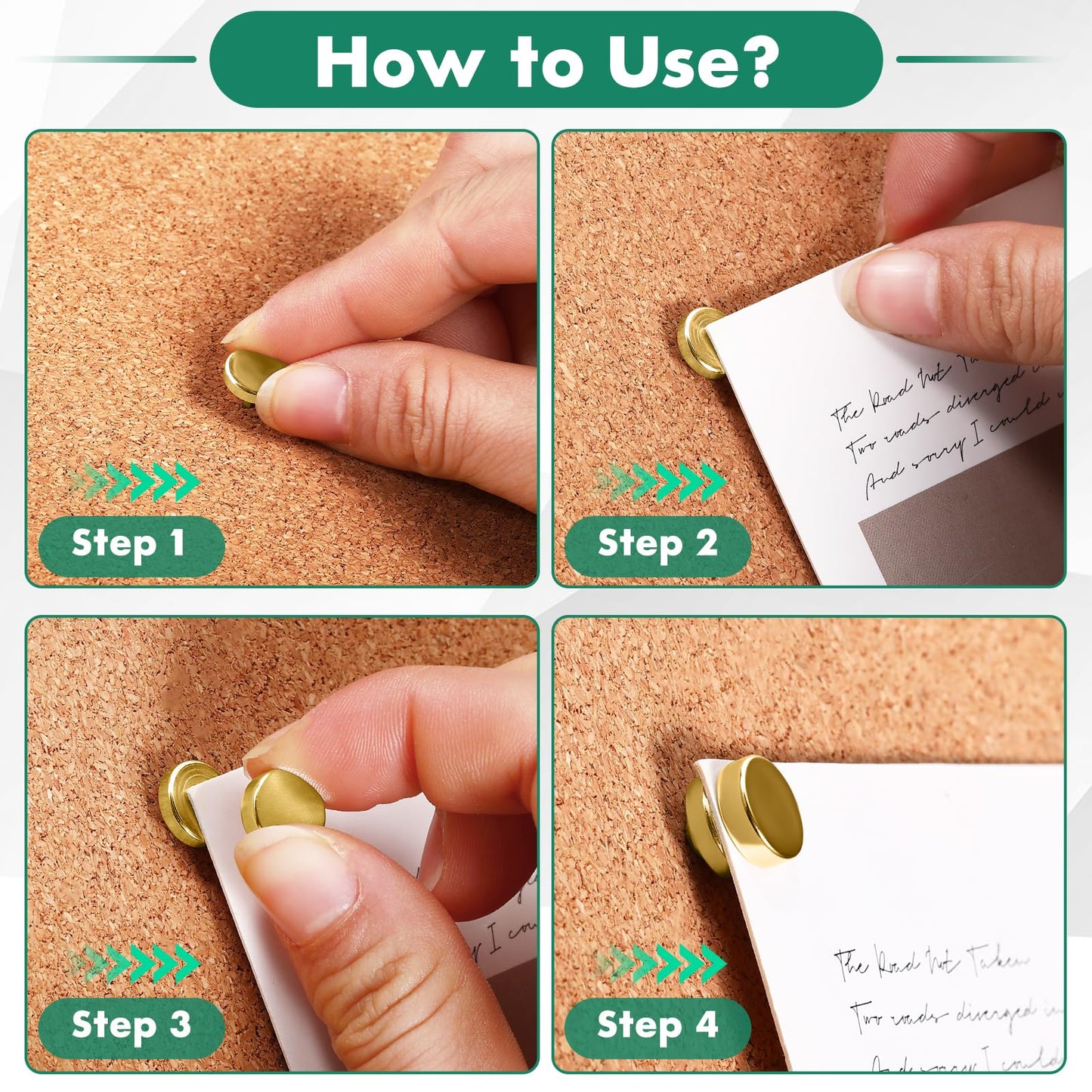 GOOLADA 20 Sets of Magnetic Push Pins, Magnetic Thumb Tacks, Cute Flat Push Pin, Gold Push Pins for Bulletin Board, Magnetic Pins for Wall, Flat Thumb Tacks for Cork Board