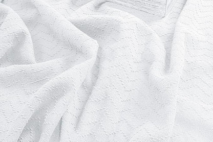 BELIZZI HOME 100% Cotton Bed Blanket, Breathable Thermal Blanket Twin Size, Soft Chevron 60 inch x90 , Perfect for Layering Any All Season, White