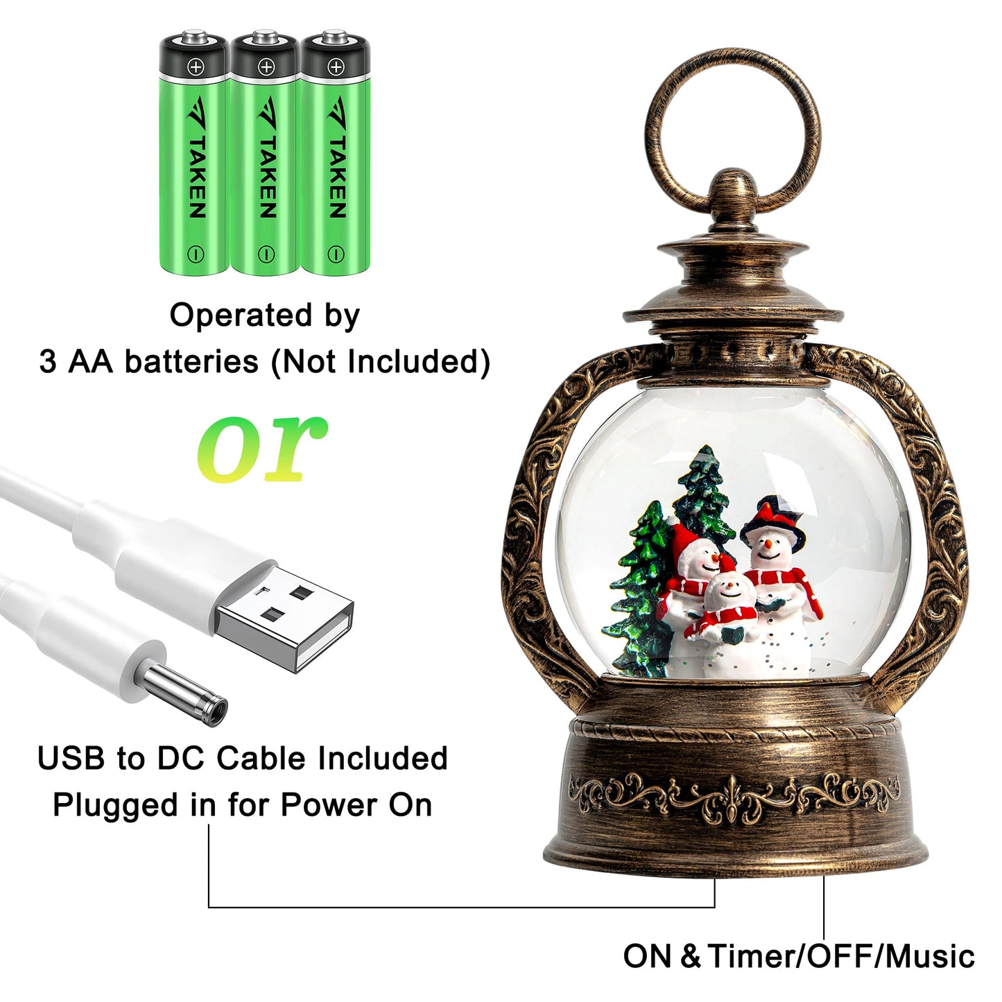 Christmas Snow Globe Water Lantern with Snowman Choir Scene Battery Operated or USB Powered Musical Lighted Holiday Decoration for Tabletop Display for Family and Friends