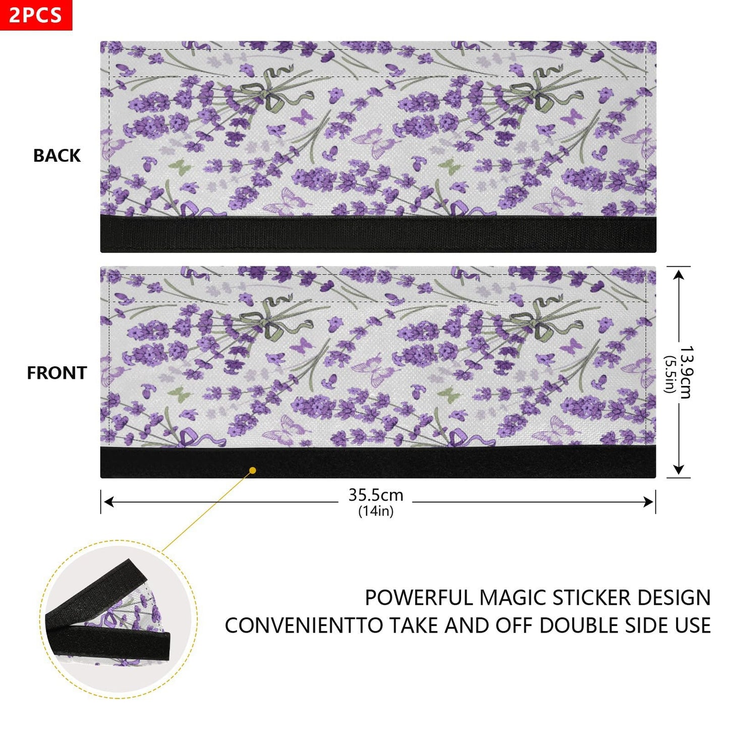 Eionryn Floral Lavenders Refrigerator Door Handle Covers Spring Flowers Purple Provence Kitchen Appliances Gloves for Microwave Dishwasher Fridge Door Cloth Protector 2pcs