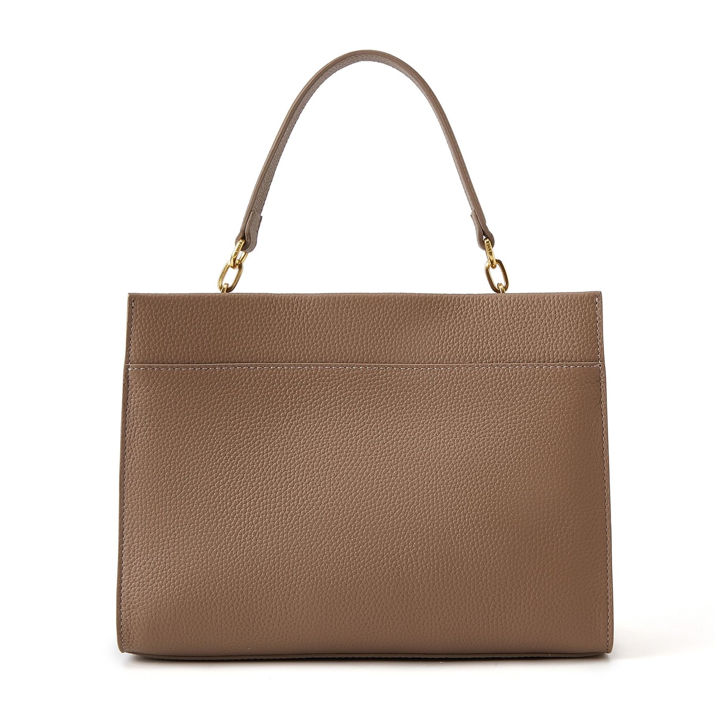 ELLE Women's Structured Full Grain Leather Top Handle Bag with Detachable Strap