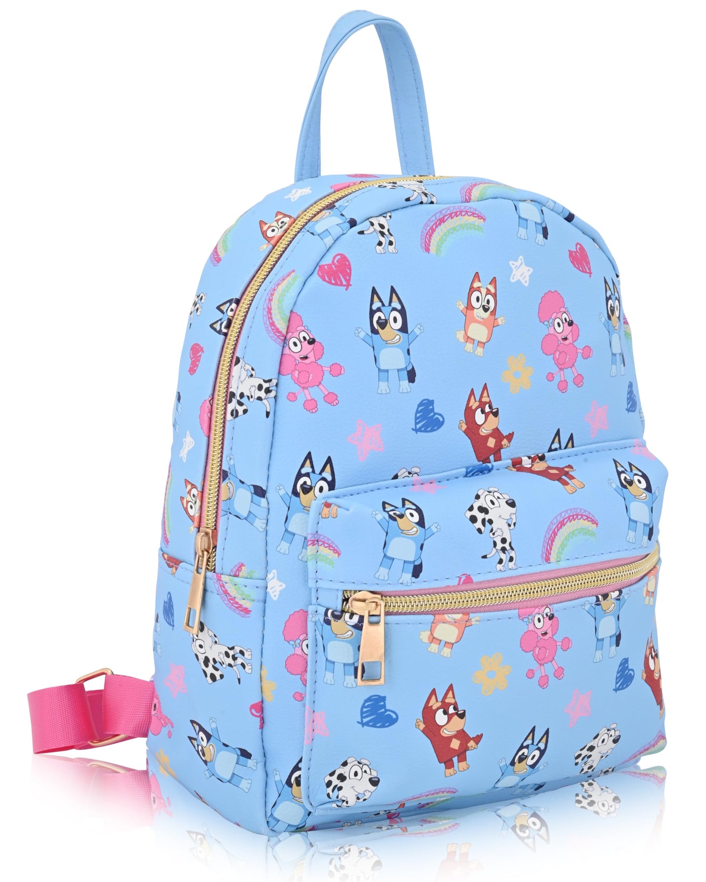 Fast Forward Bluey Backpack for Boys, Girls, Women, Men, Unisex | Cute PU Leather 10" Bluey Mini Backpack Purse Shoulder Purse | Bluey Bag and Bluey Accessories