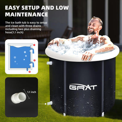 Oibath Standard Ice Bath Tub, 88 Gallon Cold Plunge Tub with Cover Lid, Portable Inflatable Ice Plunge Tub for Adults, Foldable Design, Chiller Compatible