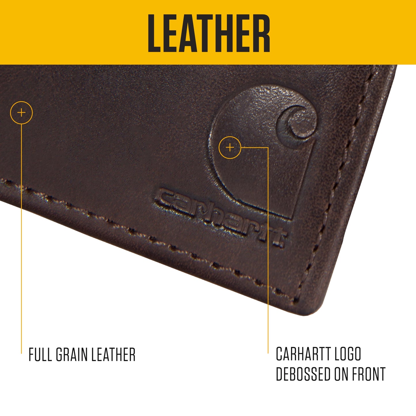Carhartt Men’s Oil Tan Leather Wallet, Front Pocket, Passcase & Trifold Designs, Long-Lasting Construction, Gifts for Men