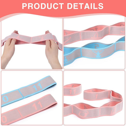 2PCS Elastic Yoga Stretching Strap with 11 Loops, CEILIWEN Elastic Band for Physical Therapy,Pilates Stretch Band,Elastic Exercise Bands, Leg Stretching Strap,Stretch Resistance Bands for Exercise
