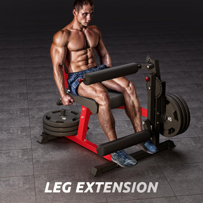 XGEME Leg Extension and Curl Machine, 2-in-1 Seated Lower Body Strength Training Equipment for Home Gym, Adjustable Leg Developer with High-Density Foam Rollers, Fits 1" & 2" Weight Plates