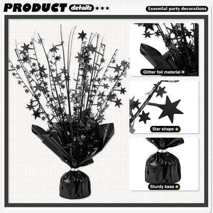 6 Pack Metallic Foil Spray Centerpiece Star Table Decoration Burst Table Centerpieces for Birthday Weddings Anniversaries Christmas New Year Holiday Party Supplies Decor (Black)