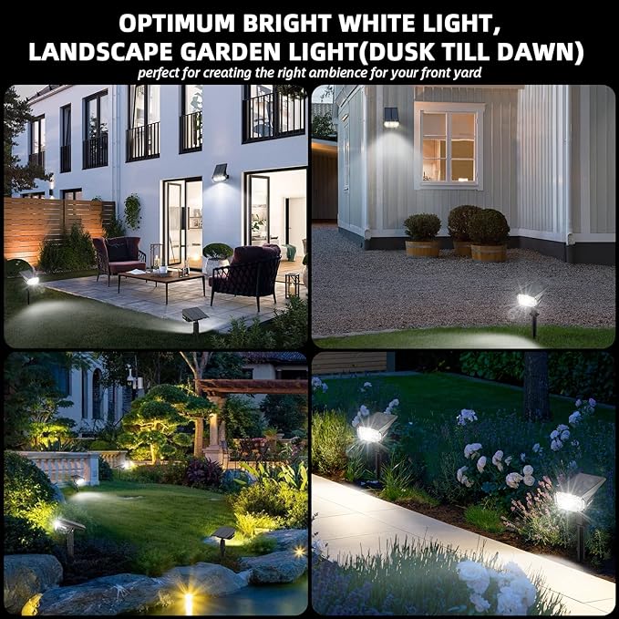 Solar Spot Lights Outdoor,IP65 Waterproof 40 LEDs Landscape Spotlights,USB & Solar Powered Wall Lights,3 Modes Outdoor Solar Garden Lights for Yard Porch 4 Pack
