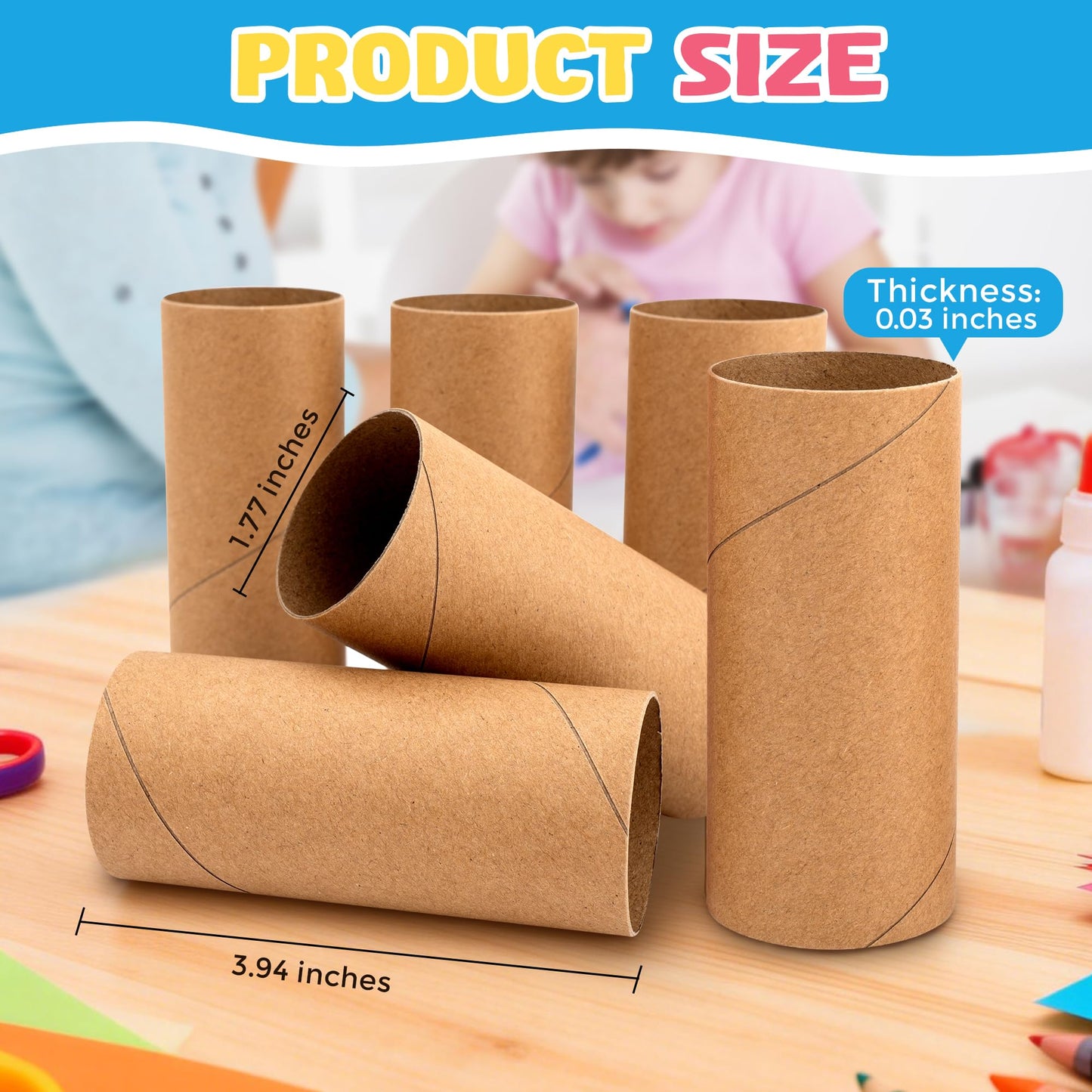 Rolliezs Cardboard Tubes for Crafts, 30 Pack Brown Paper Rolls – 1.77” x 3.94” Thin Empty Cardboard Craft Tubes for Kids, Classroom Projects, DIY Crafting & Paper Roll Crafts.