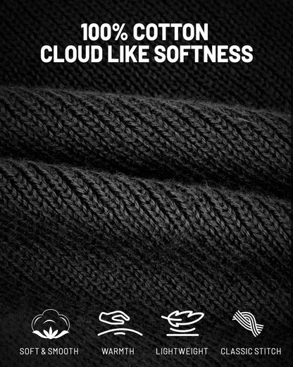 AOPREL Beanie with The Light, Unisex USB Rechargeable Headlamp Winter Knitted Cap for Men Dad Husband Black