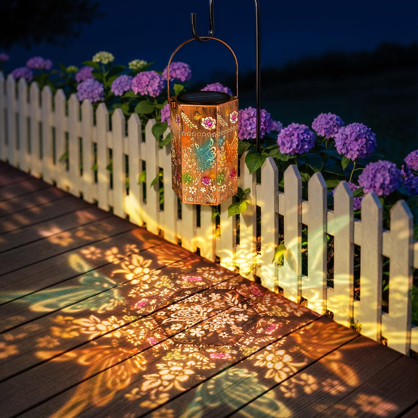 Singingarden Butterfly Solar Lights Outdoor - Solar Lanterns Outdoor Waterproof Decorative Metal Lantern for Garden, Patio, Pathway（1 Pack）