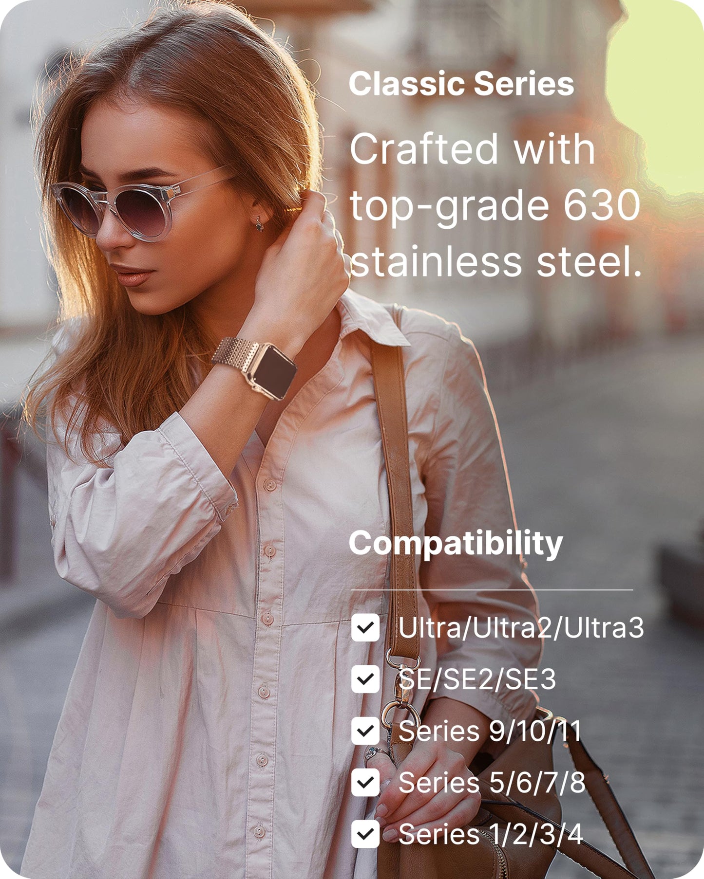 Fullmosa Compatible with Apple Watch Bands 46mm Series 11 10 for Men Women, Stainless Steel Mesh Loop Magnetic Clasp iWatch Band with TPU Case for Apple Watch, Rose Gold