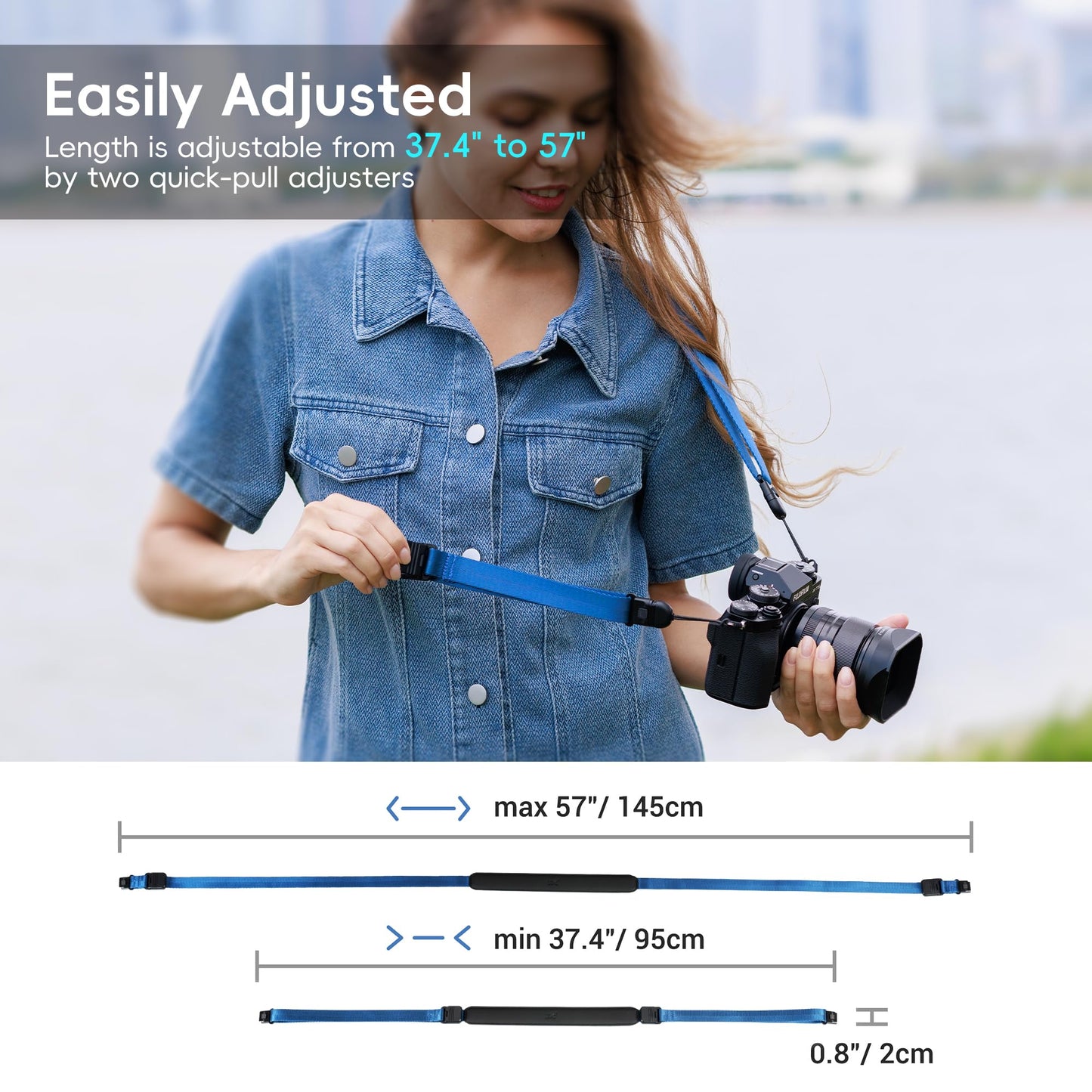 Mirrorless Camera Neck Strap with Quick Release Buckles, Adjustable Shoulder Sling Strap for Sony A7C II A7 IV III A7R V IV ZV1 ZV-E10 Canon EOS R100 R50 M50 M6 Nikon Z30 Z50 Z6 Z7 II & More (Black)
