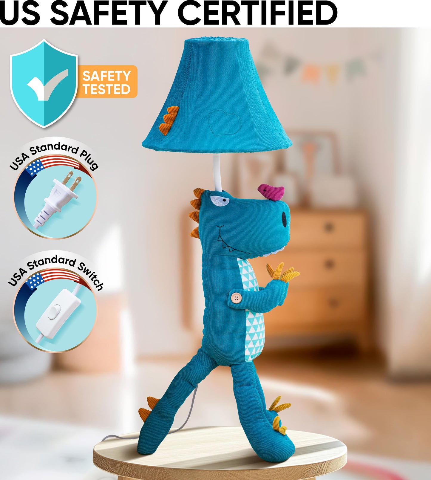 Dinosaur Kids Lamp for Boys Bedroom - 27", Boys Lamp for Kids Room - Cute Christmas Gifts, Birthday Gifts for All Ages: Toddler Girls, Children, Grandkids 3 4 5 and Up Years Old, Sister, Brother