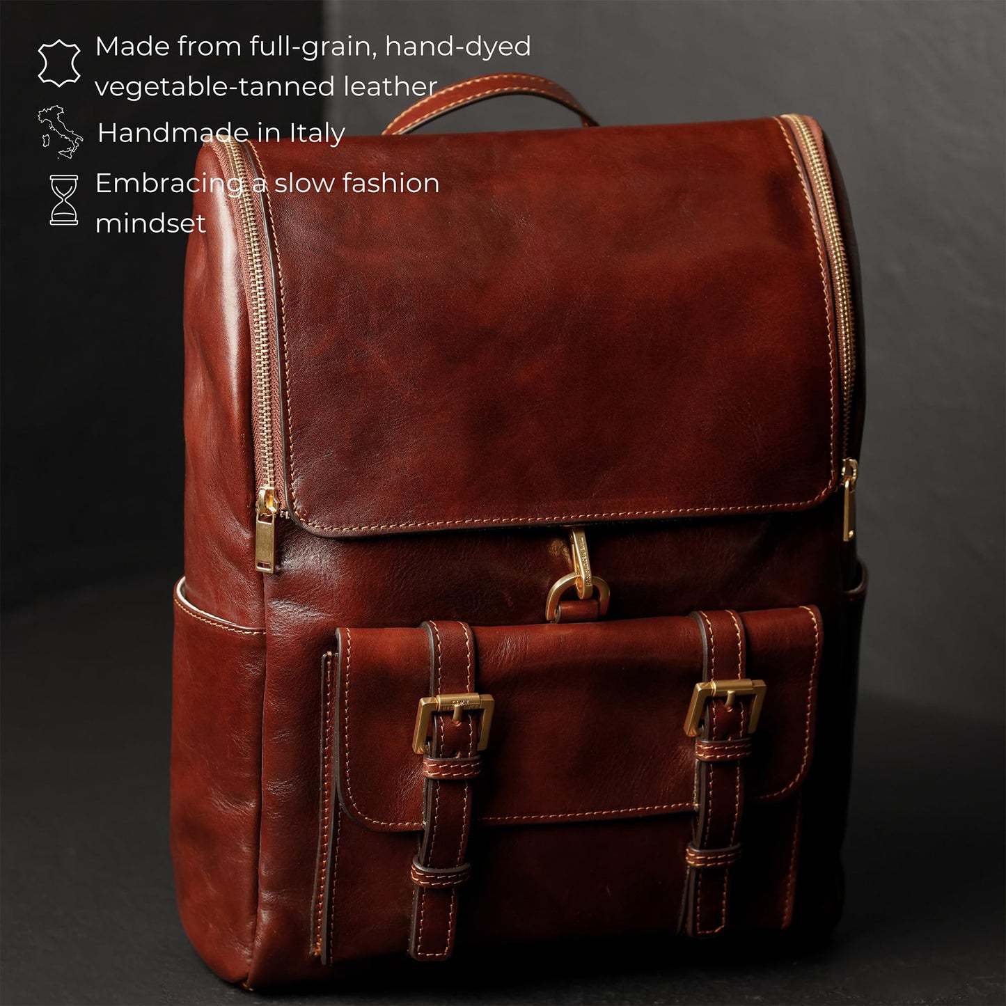 Time Resistance Leather Backpack - Laptop Travel Bag Rucksack up to 15” - Bag for Men and Women (Brown)