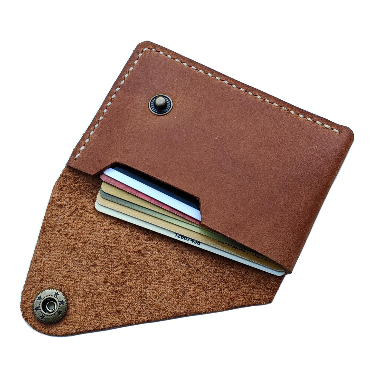 Handmade Leather Business Card Holder, Credit Card Wallet for Men and Women (Brown)