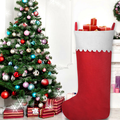 Asisca 2 Pack Jumbo Felt Christmas Stockings, 38 Inches Large Red and White Felt Christmas Stockings for Xmas Tree Fireplace Hanging Decor and Holiday Party Family Home Decorations